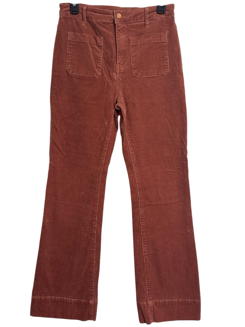 Avec Les FillesRust Terracotta Fine-Wale Corduroy Flare Crop Pants 70s size 10